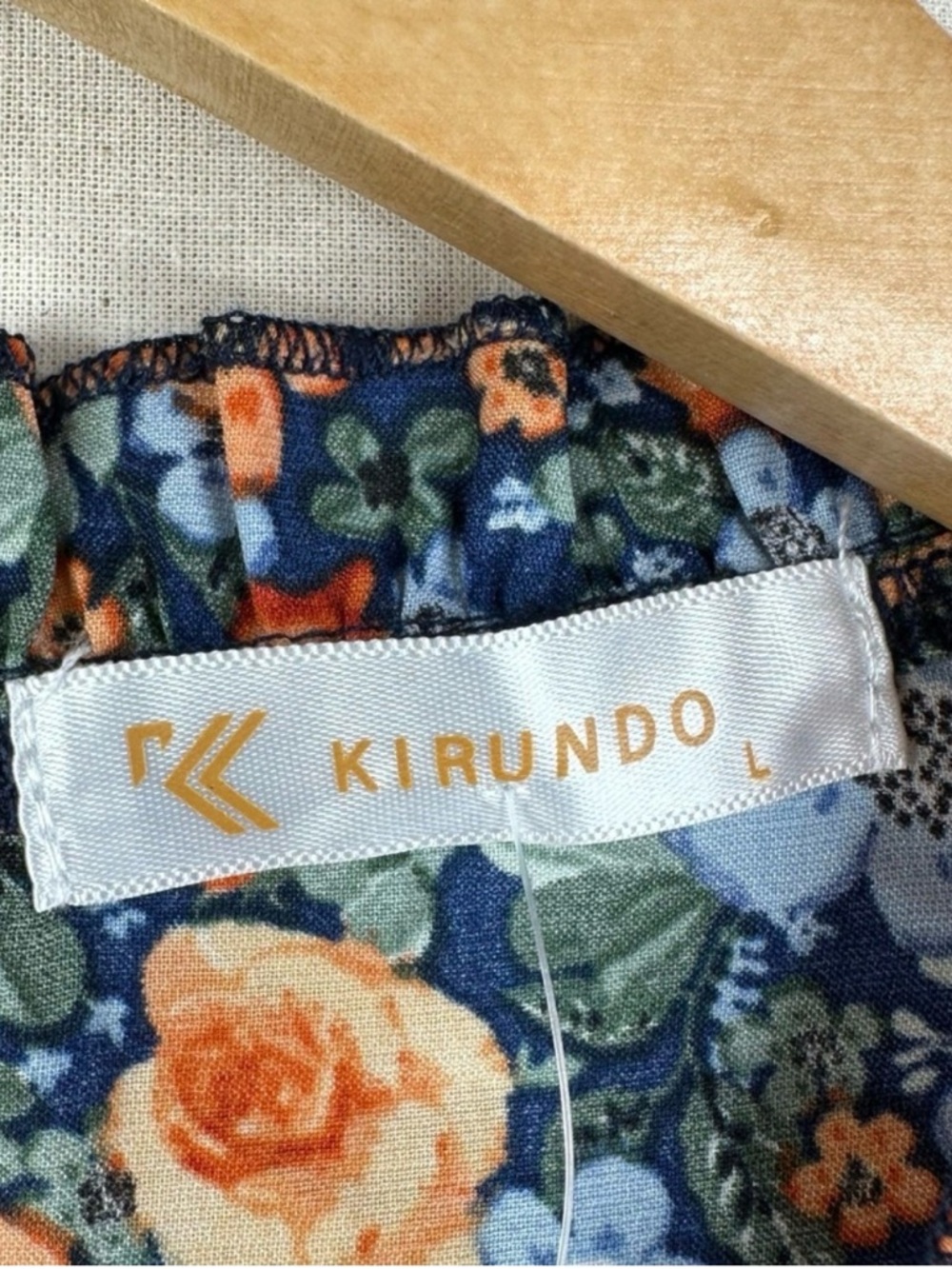 KIRUNDO Floral Ruffle Dress in Navy with Orange & Blue Flowers - Picture 3 of 7